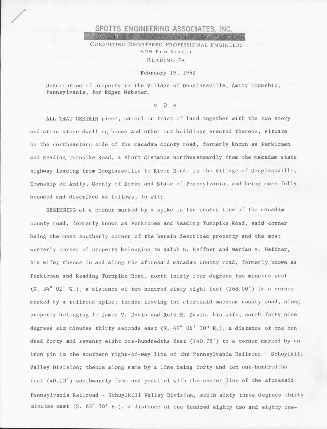 Mouns Jones, Parcel description, page 1 (1962)