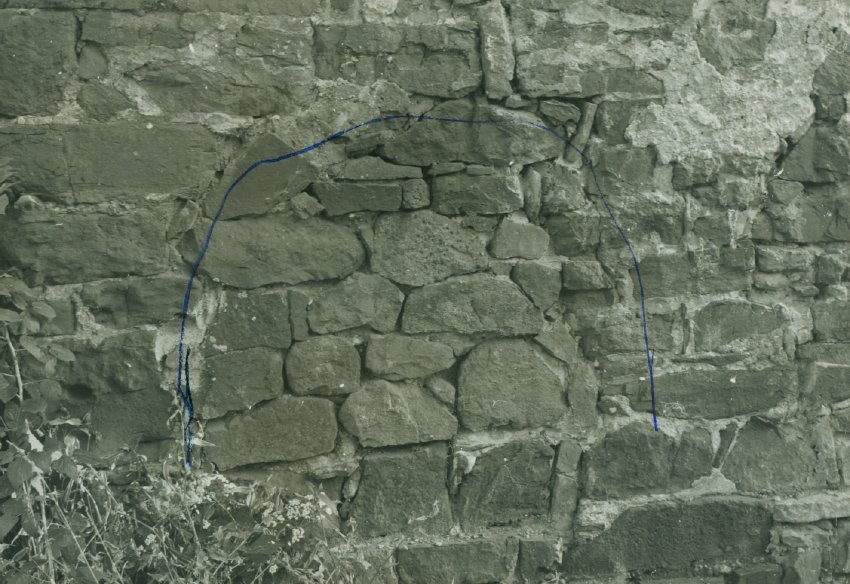 Mouns Jones House, north gable wall detail (c.1965)