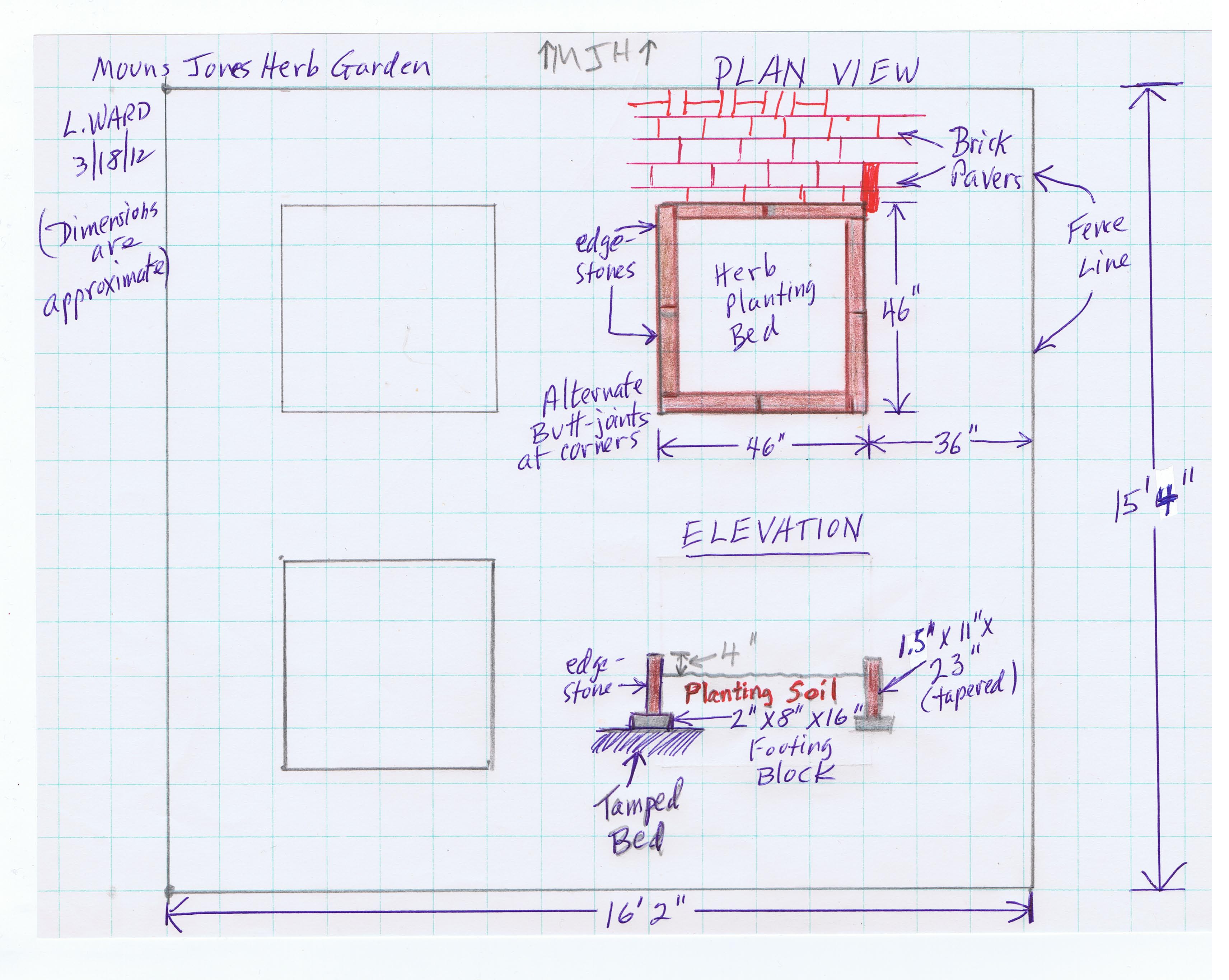 Mouns Jones House, restored garden sketch plan (2012)