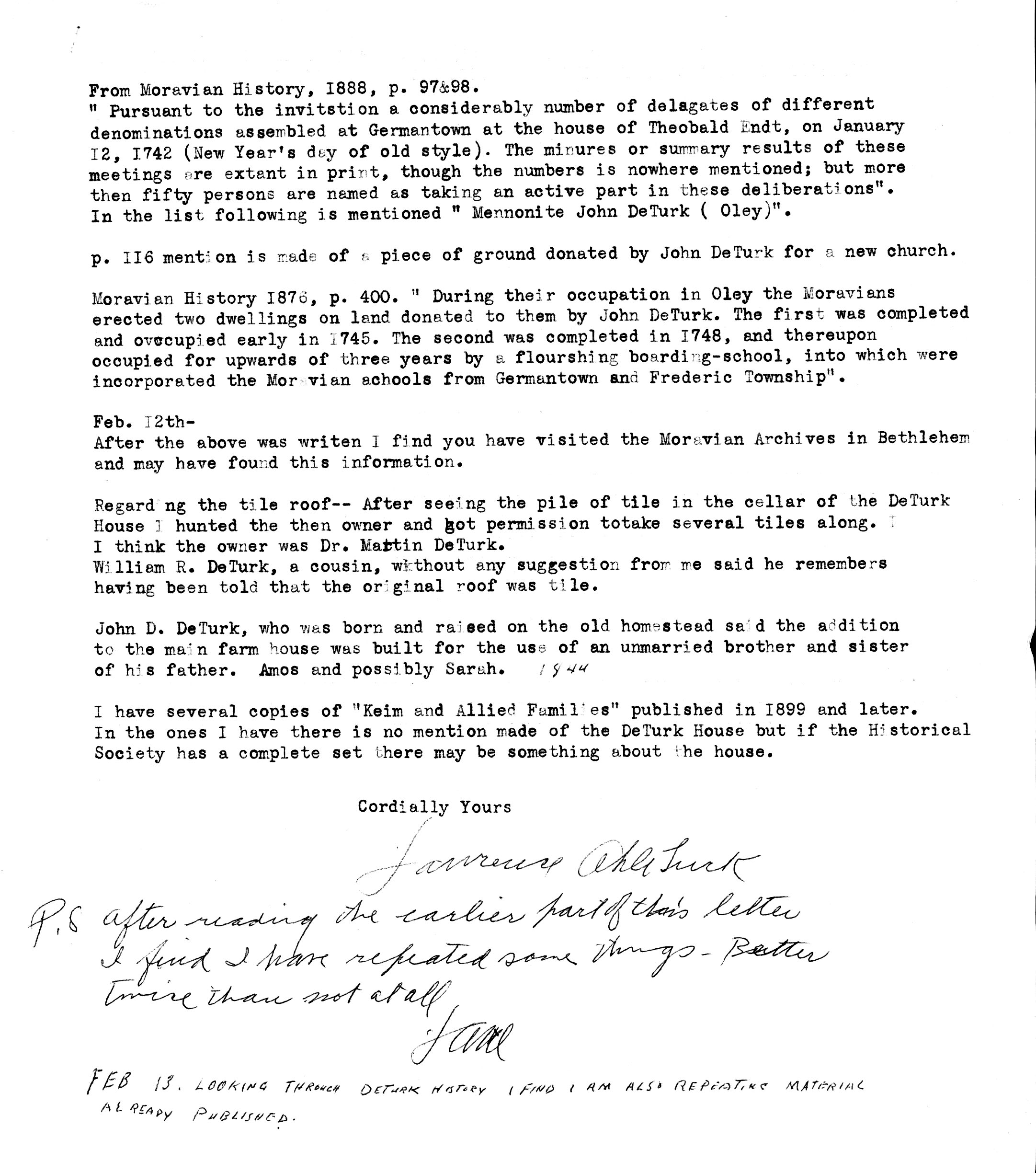 Letter Laurence de Turk, p.2