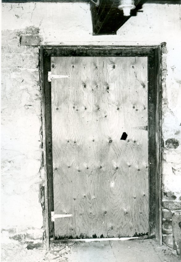 Interior view of doorway in south gable wall (1973)