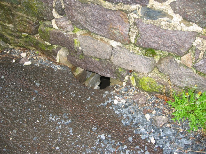 Window opening, upper grade, west wall