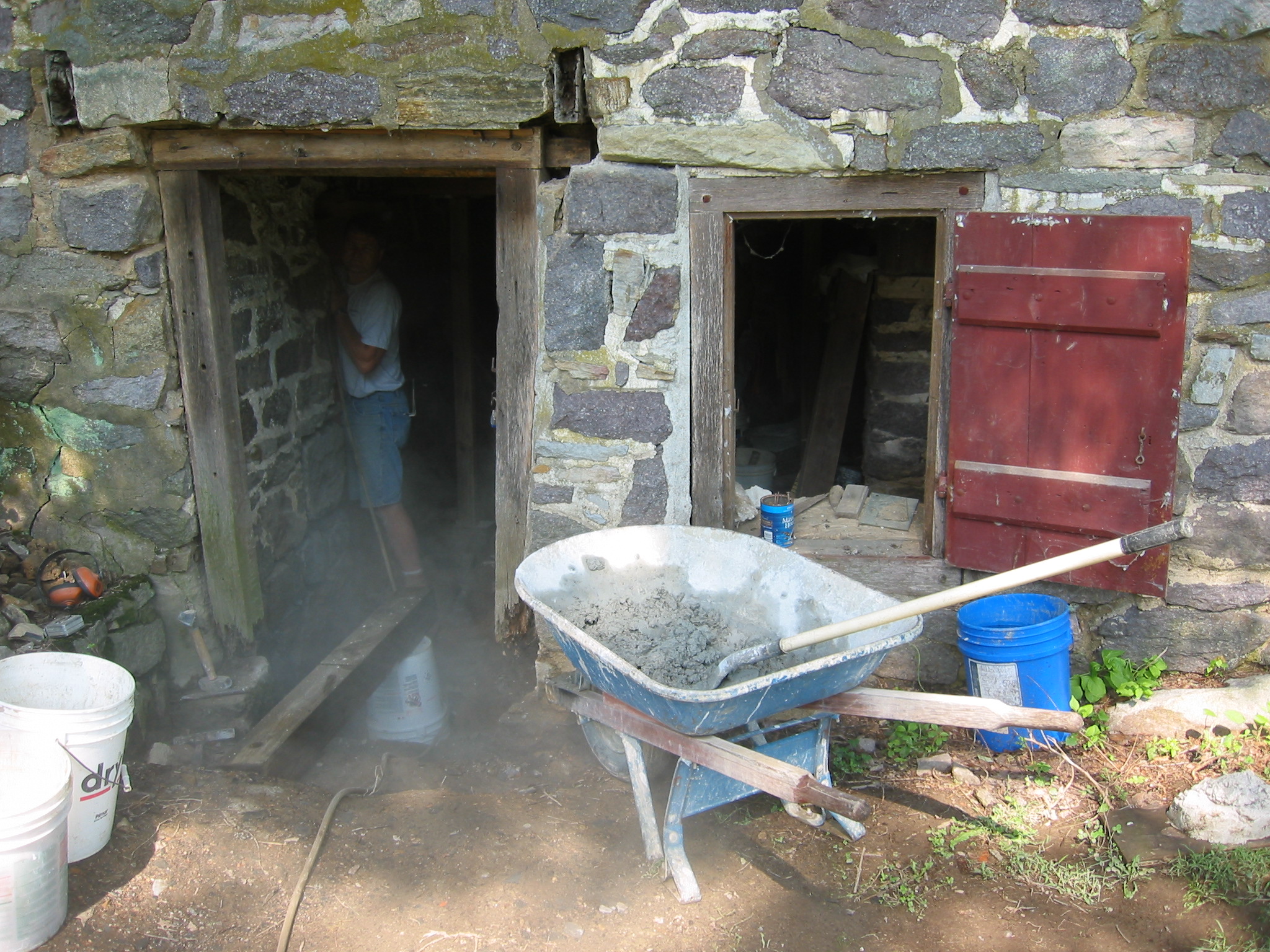 Excavated DeTurk east cellar doorway and window openings (2009)