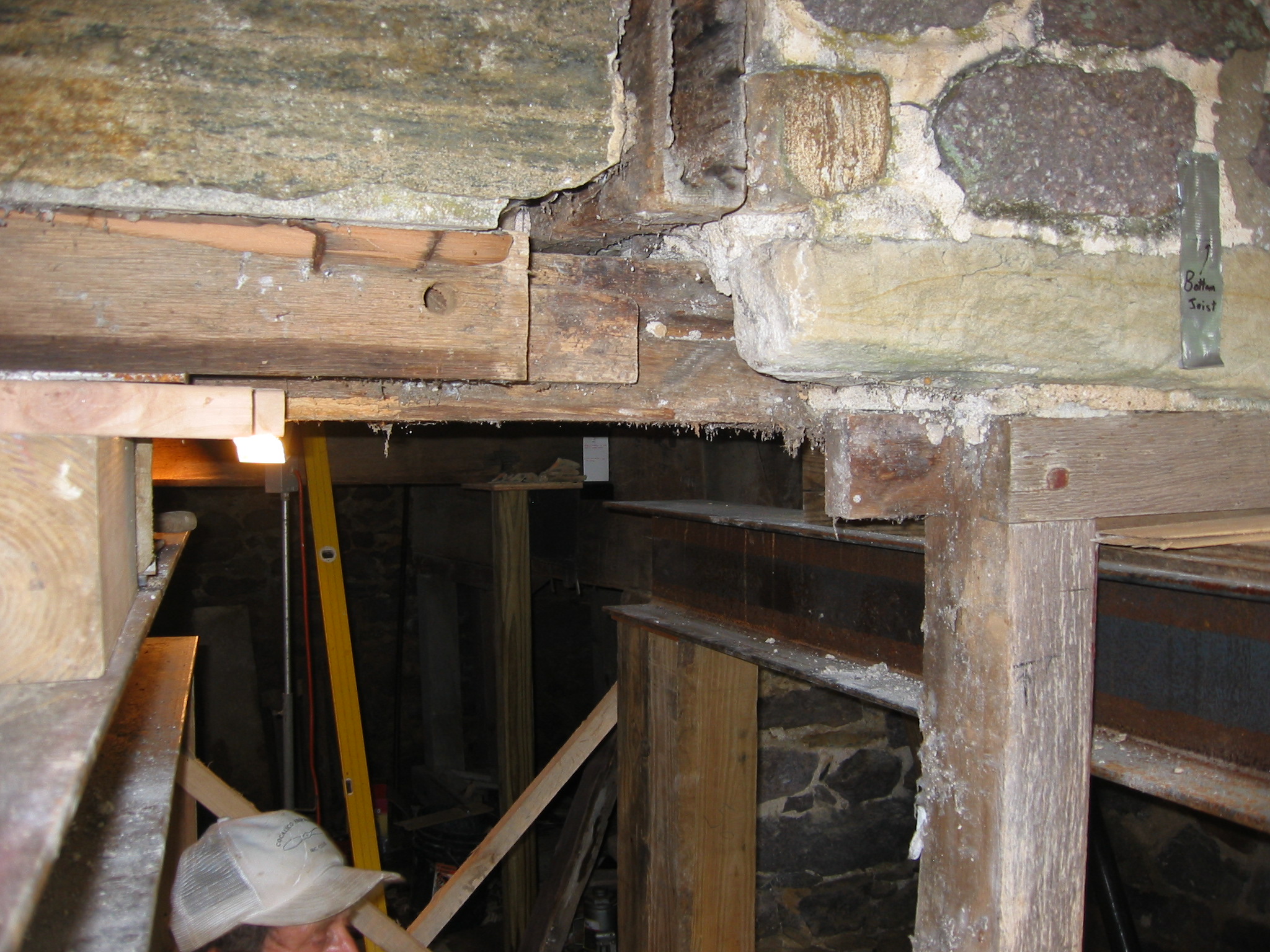 View between DeTurk kitchen doorway & window frame after removal of masonry
