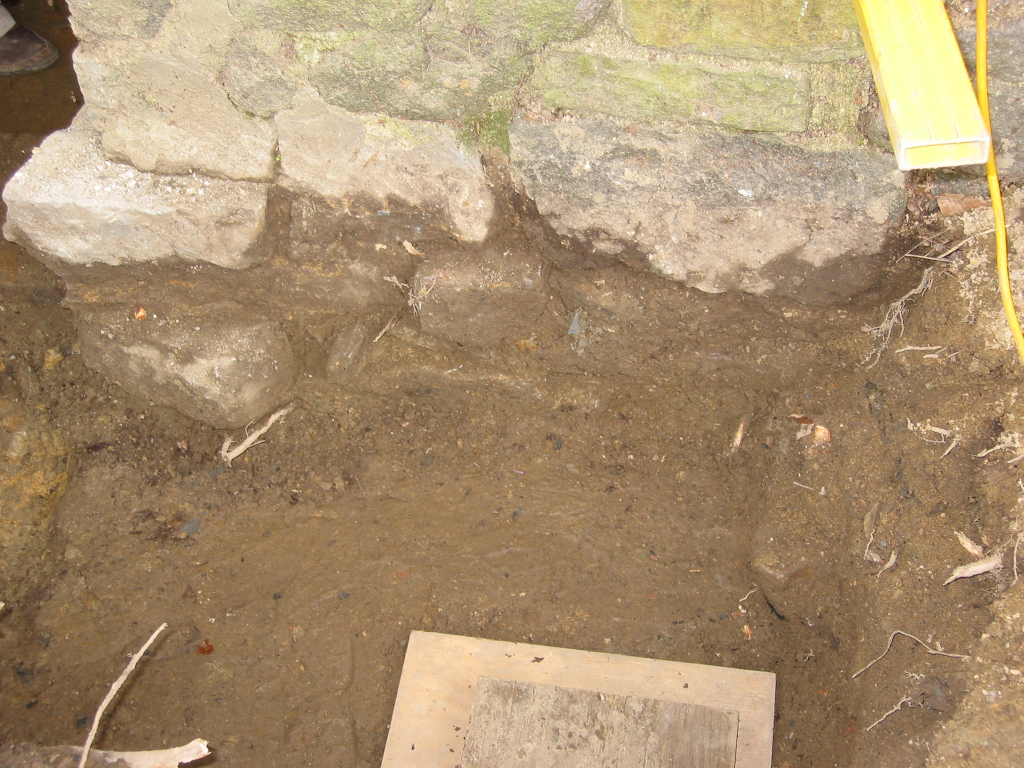 Excavated DeTurk foundation at cellar doorway