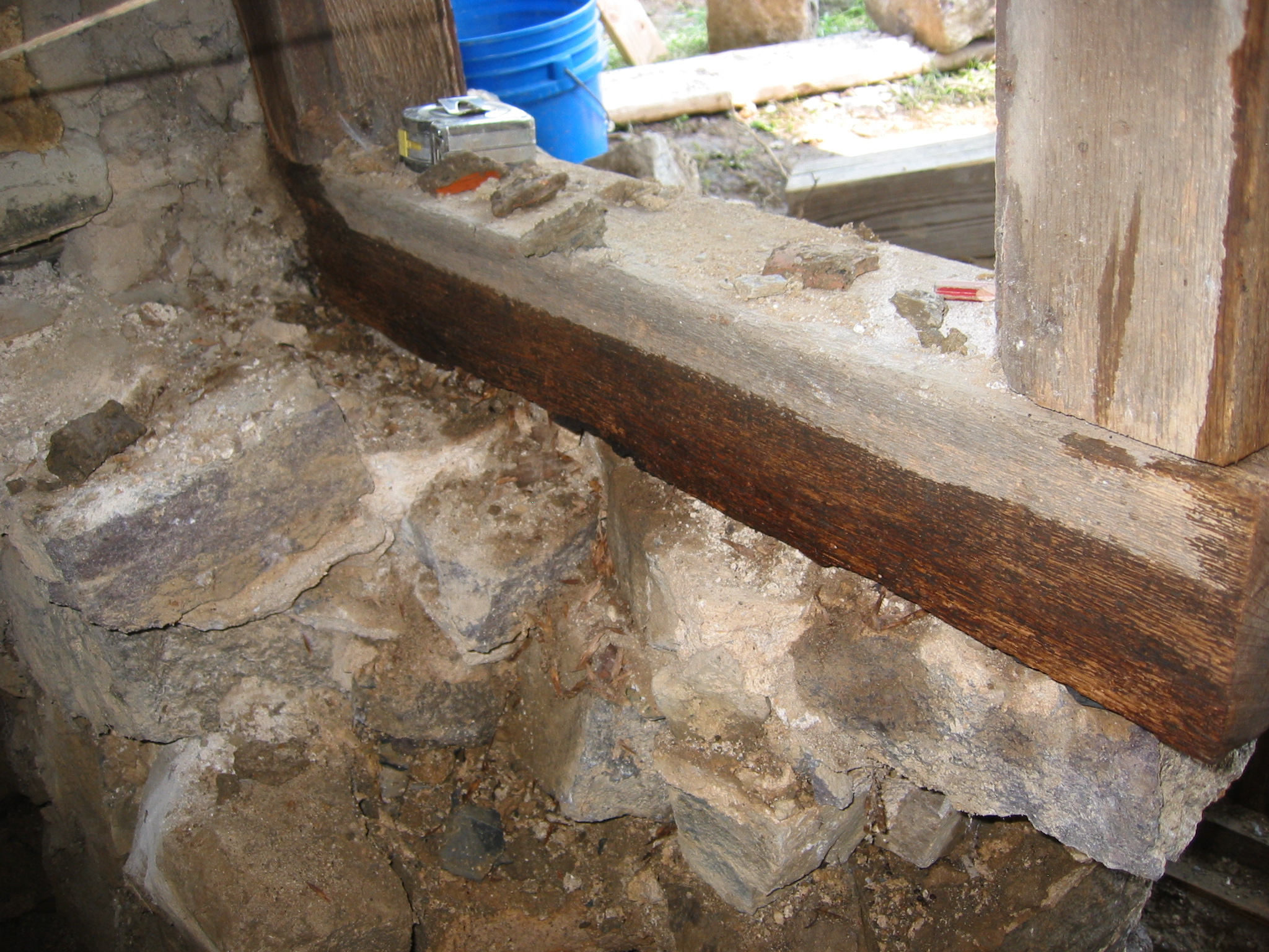 Partially removed DeTurk interior wall under kitchen window
