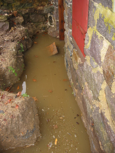 Exterior of restored DeTurk east kitchen wall foundation