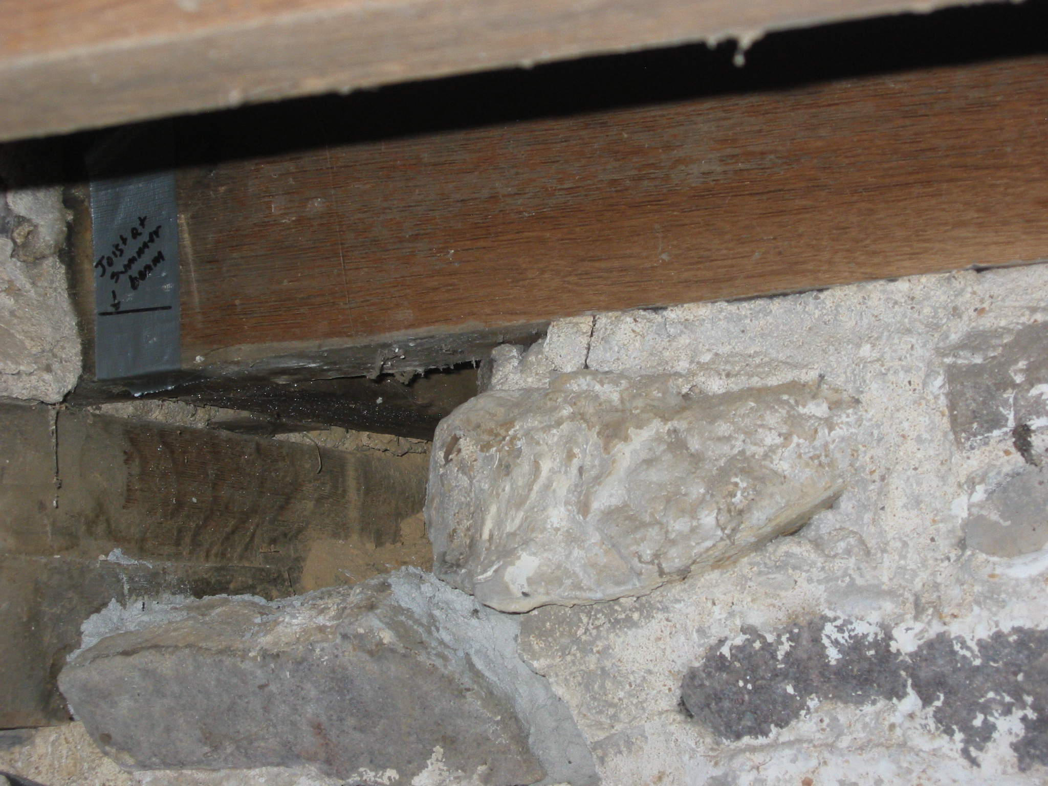 Detail of DeTurk vault abutment, floor joist, and outlooker header (2009)