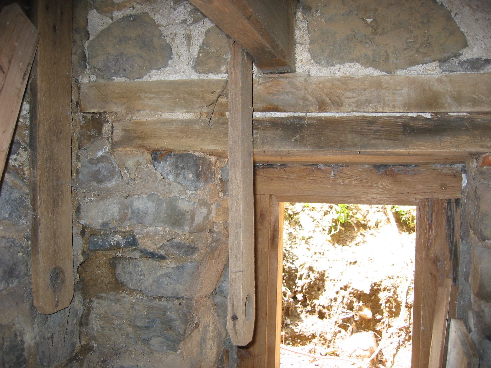 Interior view of DeTurk west kitchen window spanned by two plates (2009)