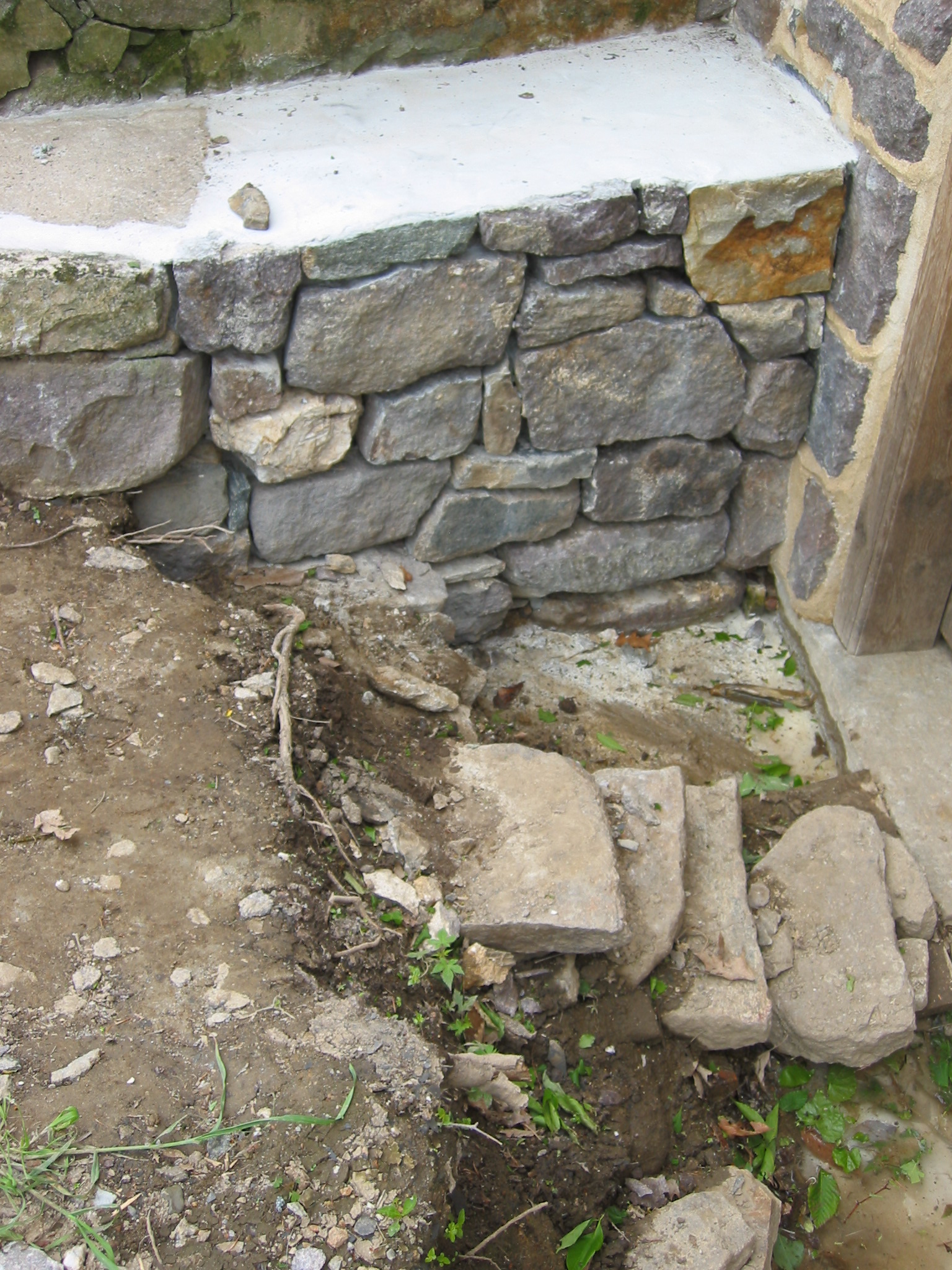 Restored DeTurk low retaining wall (2010)