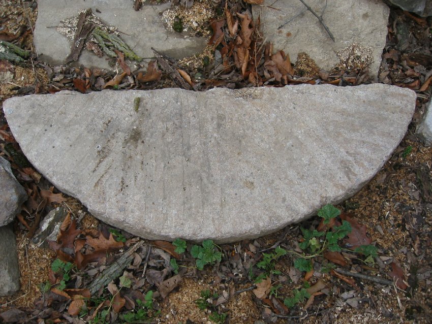 Half millstone stoop at DeTurk kitchen doorway (2009)