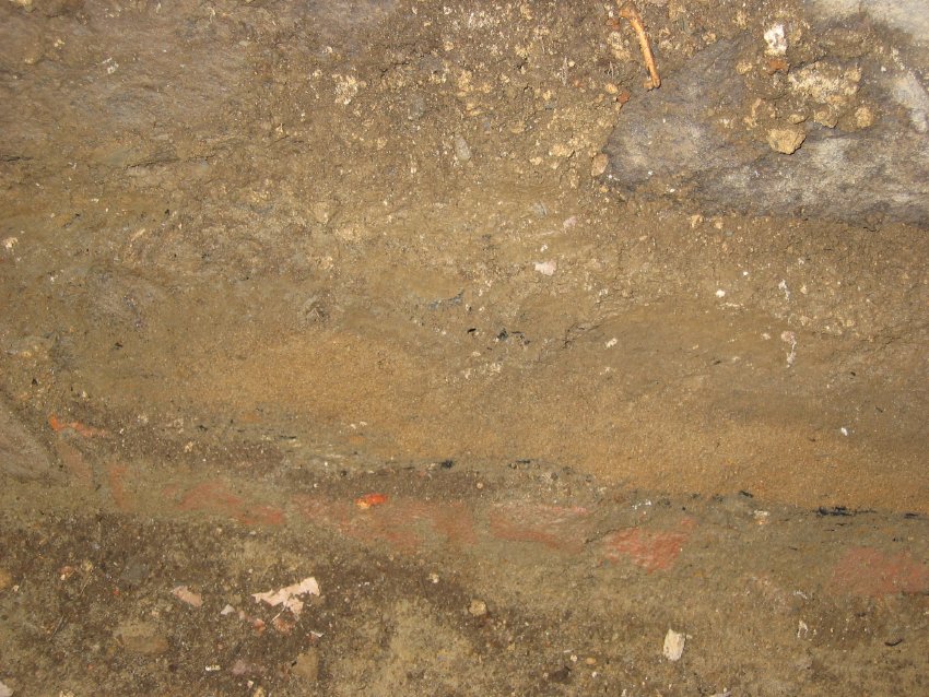 Floor-fill layers & early brick paving in DeTurk kitchen celllar, 769 (2009