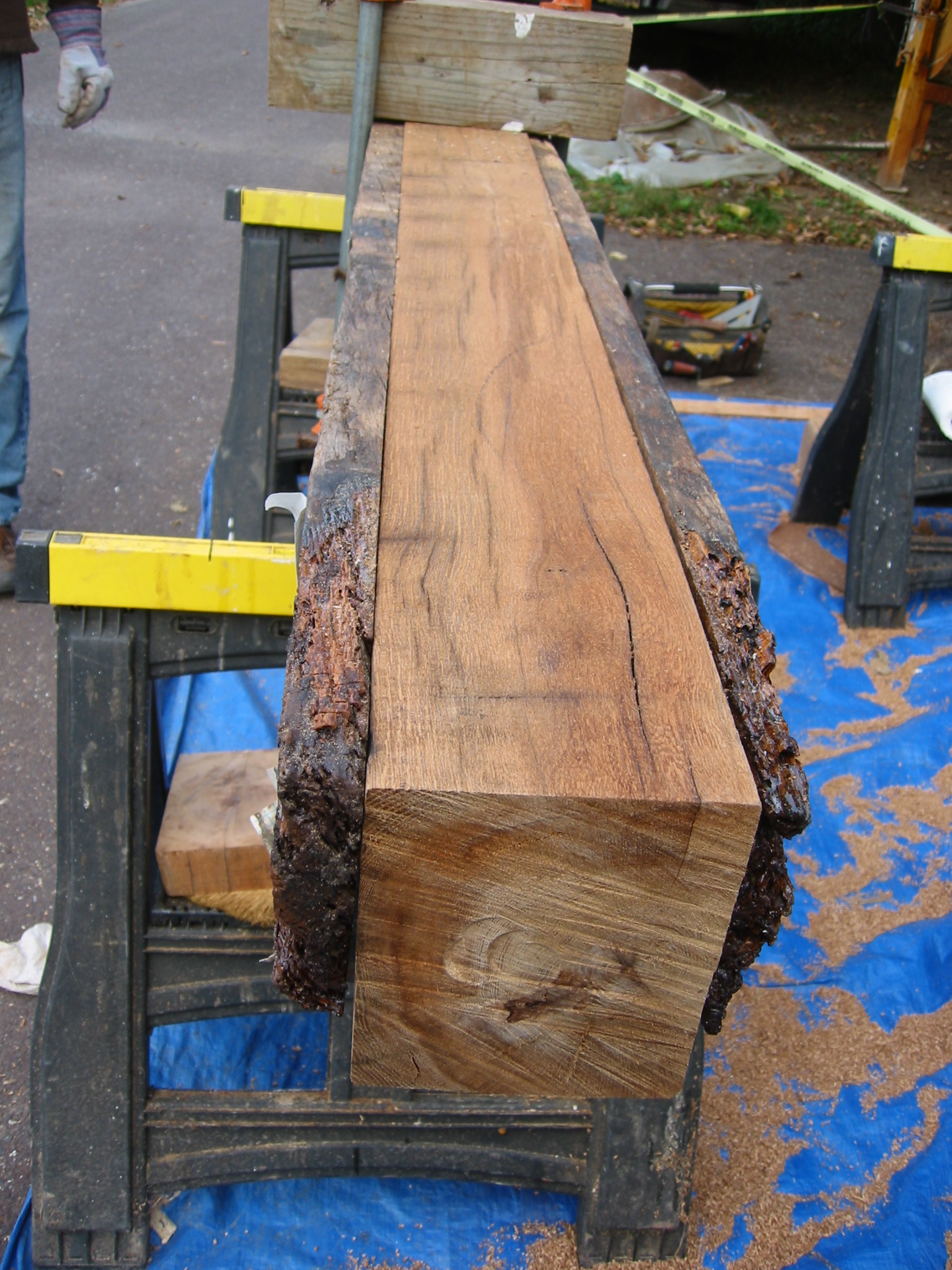1180, 10/01/09: shell of summer beam joined to re-sawn channel-beam