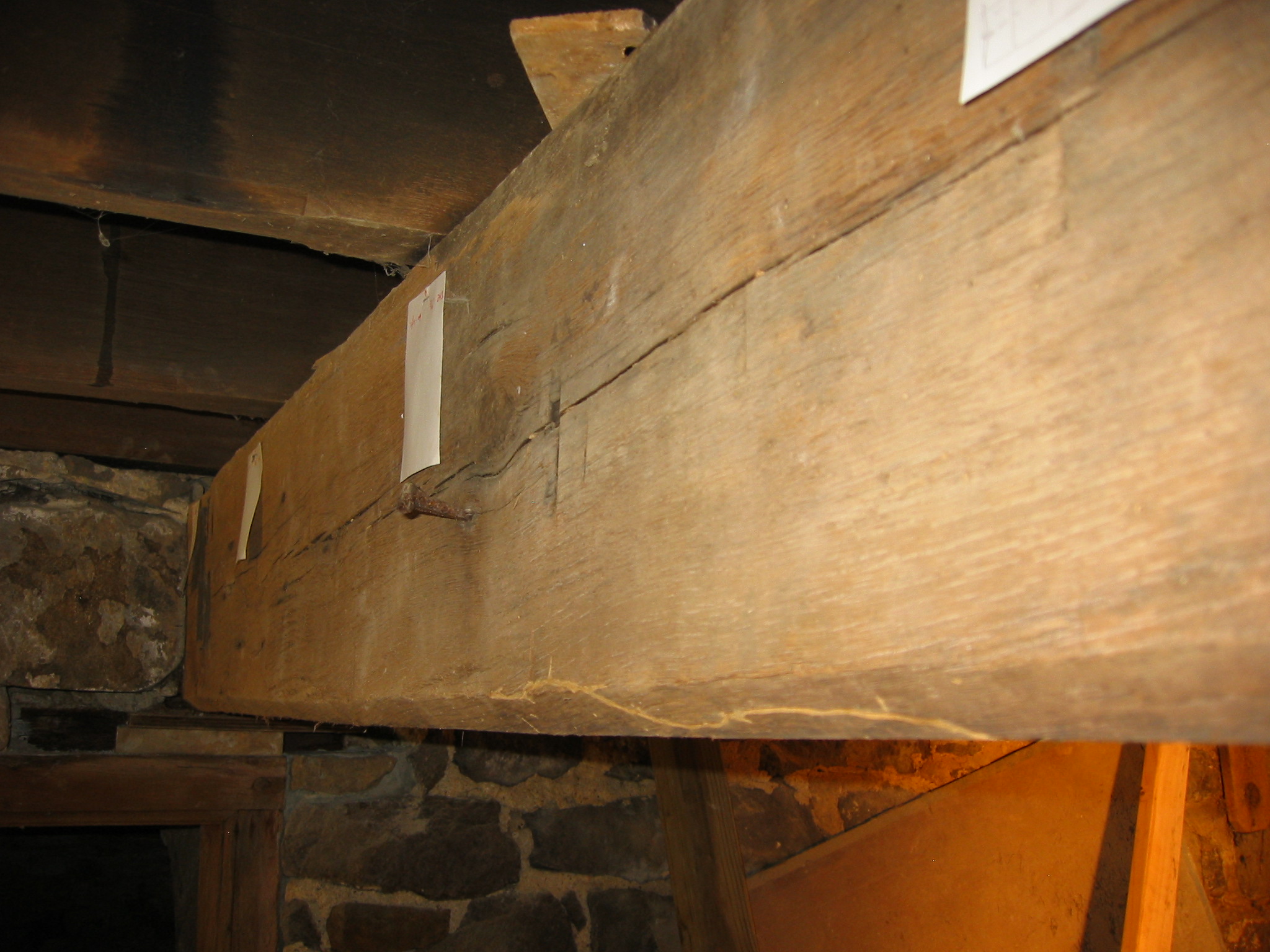 1023, 8/26/09: Chamfered kitchen summer beam and masonry bearing pocket