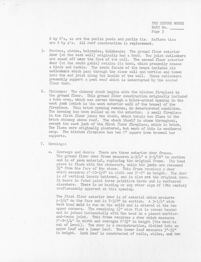 DeTurk House, unfiled HABS documents page 3 of 10 (1985)
