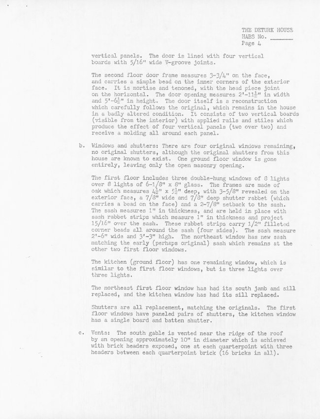 DeTurk House, unfiled HABS documents page 4 of 10 (1985)
