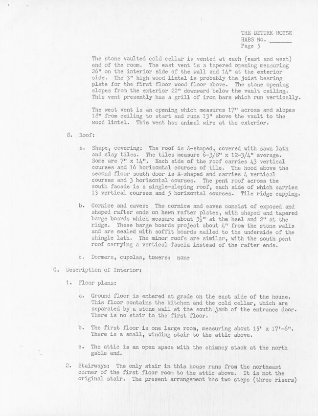 DeTurk House, unfiled HABS documents page 5 of 10 (1985)