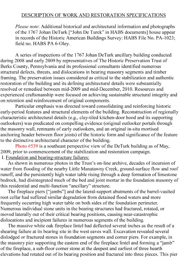 DeTurk House, Preservation PA Awards description, page 1 (2011)