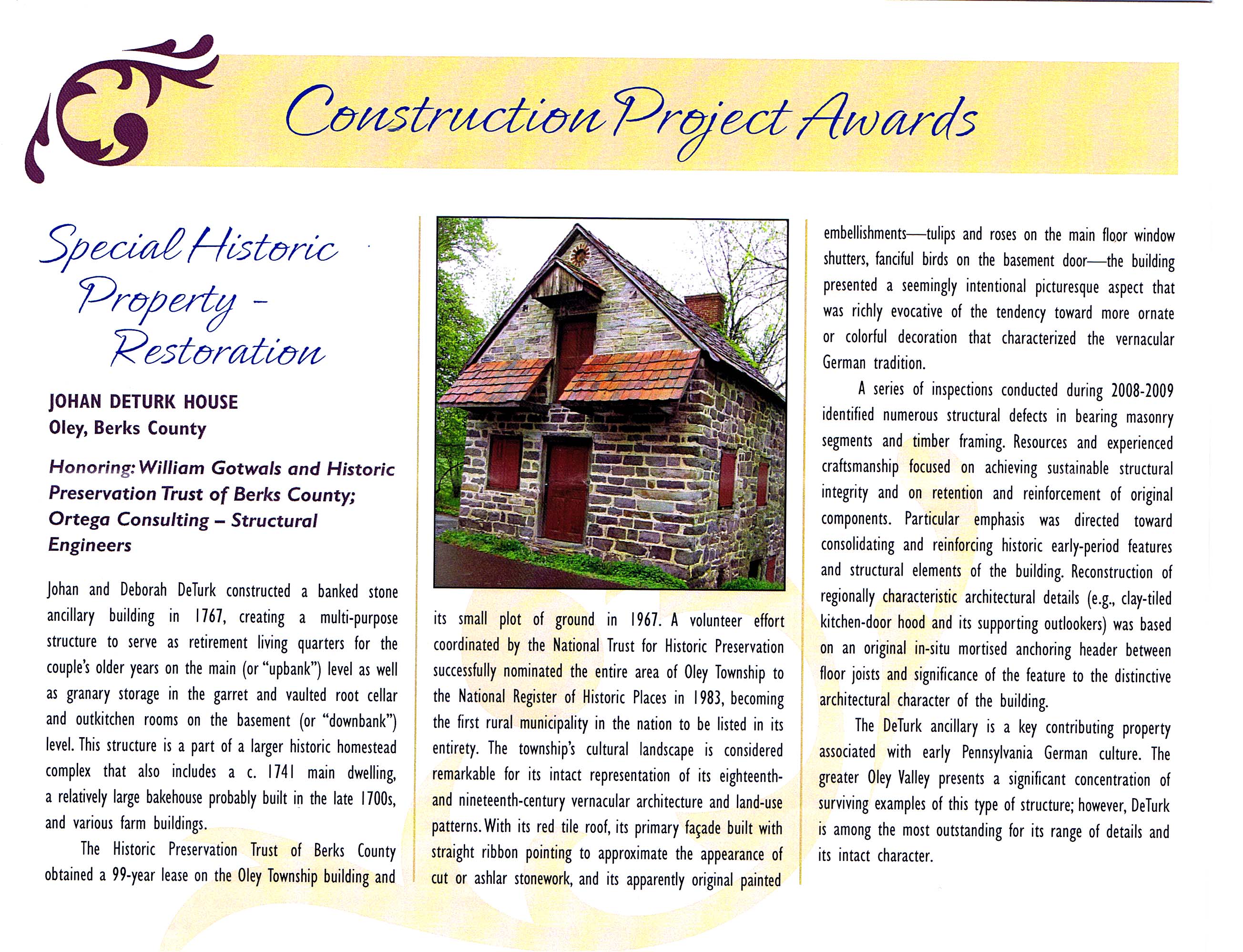 DeTurk House, Preservation Pennsylvania award, Image#3 (2011)