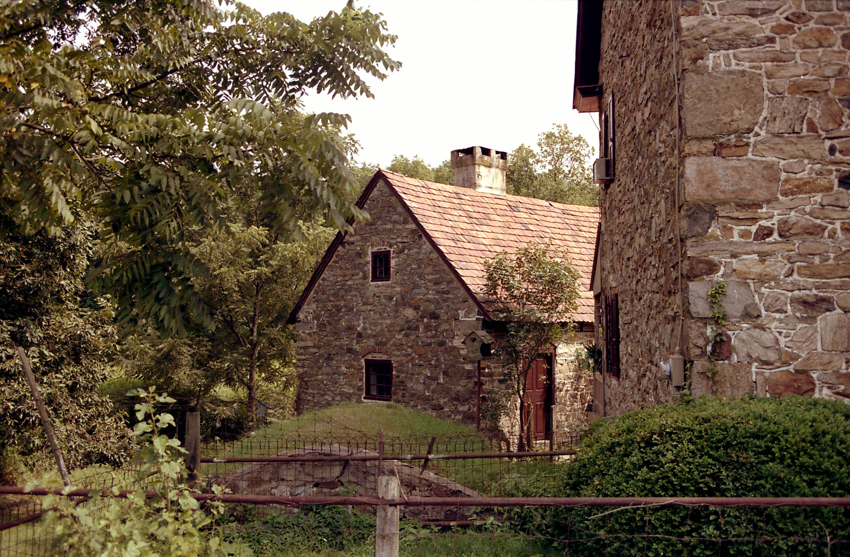 #1: Keim house and ancillary building, NE perspective view  (c.1990)