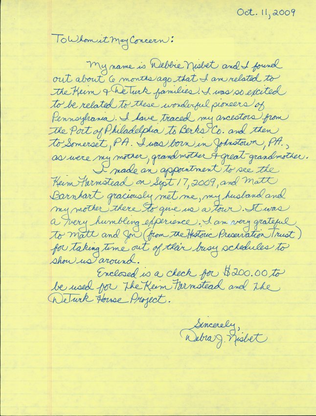 Nisbet Letter re: Keim