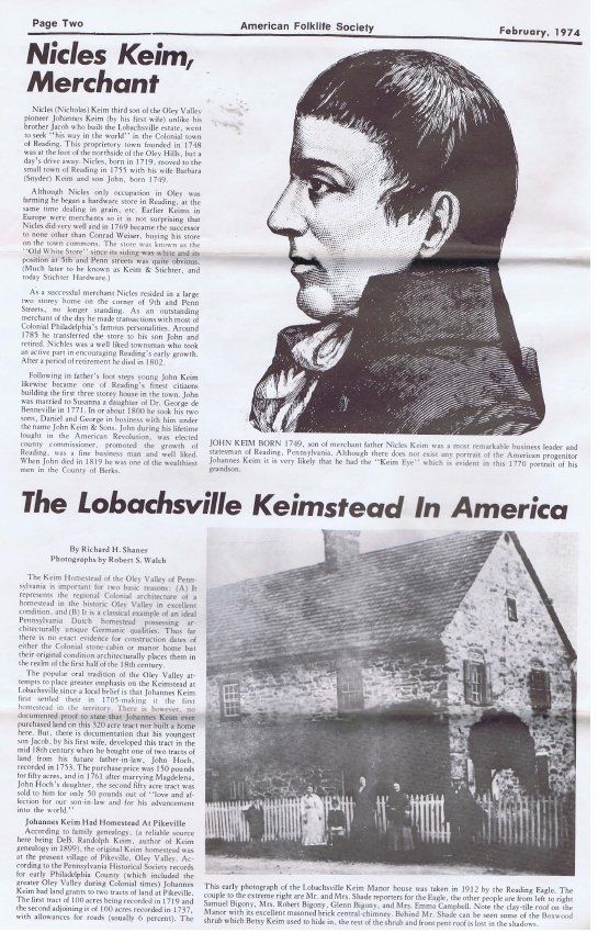 Keim articles, American Folklife, Page 2 (1974)