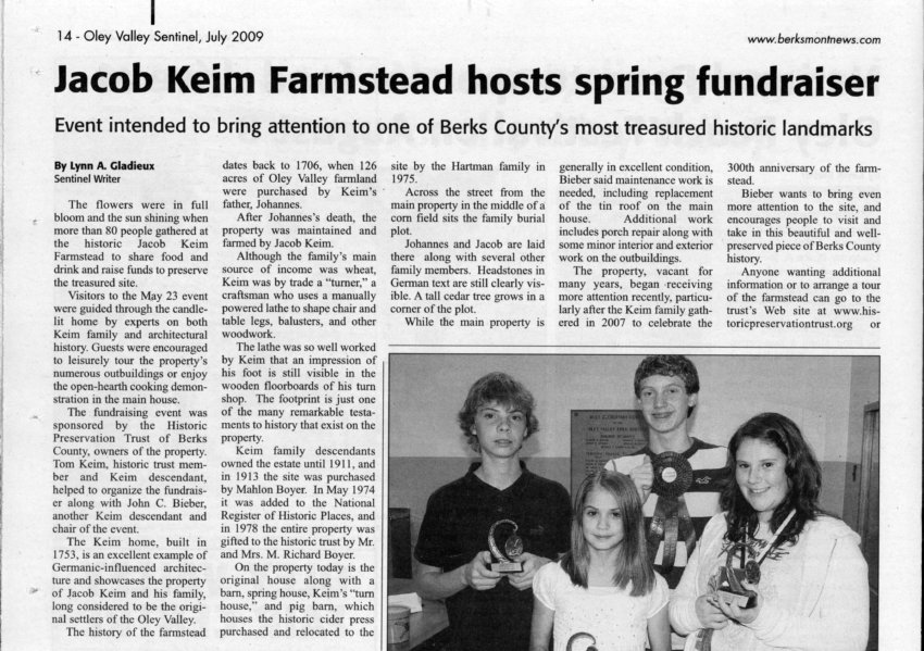 Keim, article on spring fundraiser (2009)