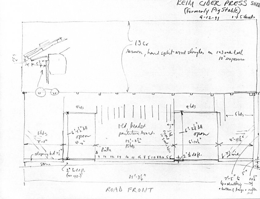 Keim Cider Press, unfiled HABS field notes drawings, page #1 (1991)