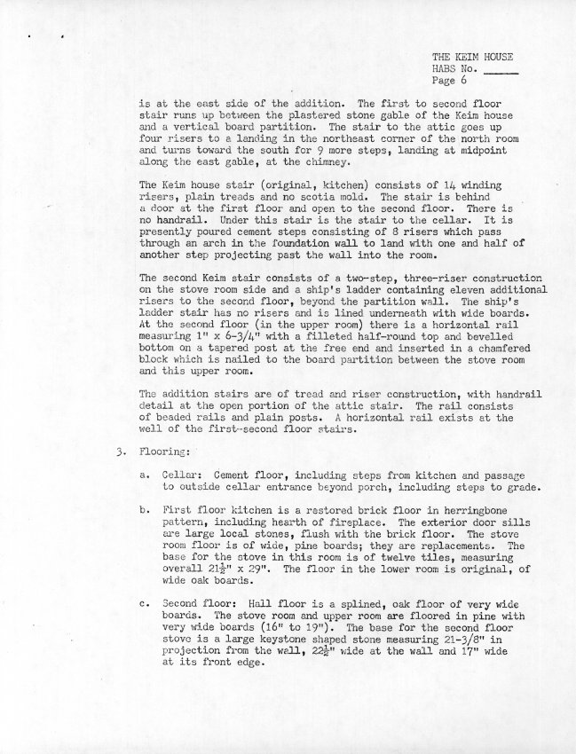 Keim House, unfiled HABS data sheet, page#6 (1985)