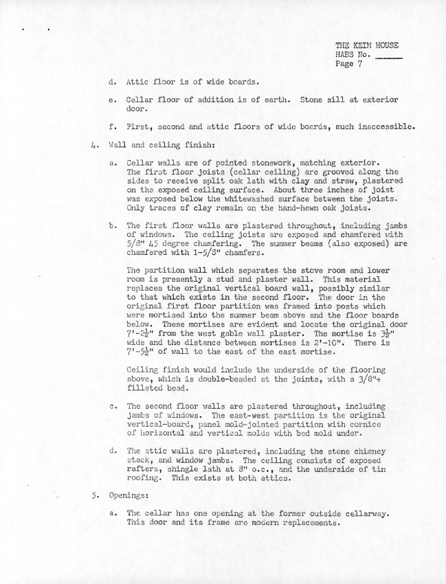 Keim House, unfiled HABS data sheet, page#7 (1985)