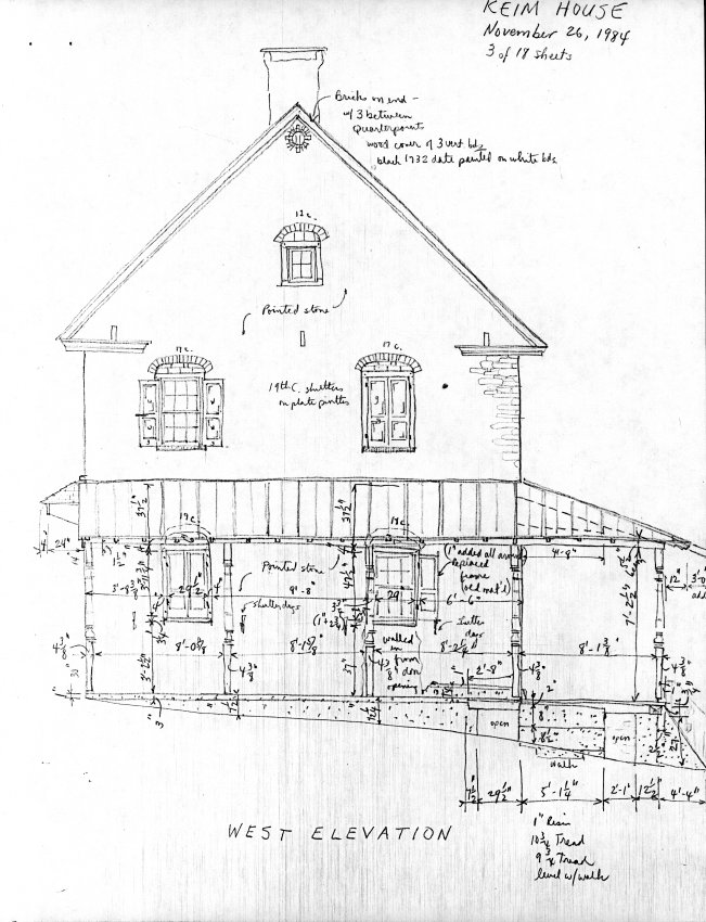 Keim House, unfiled HABS field notes drawing, page#3 (1984)