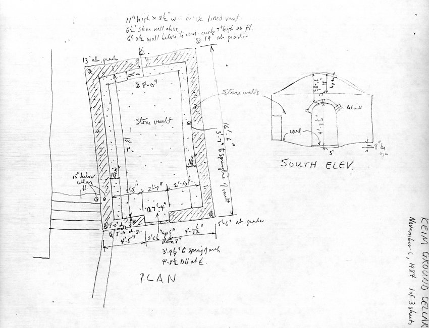 Keim Ground Cellar, unfiled HABS field notes drawings, page #1 (1984)