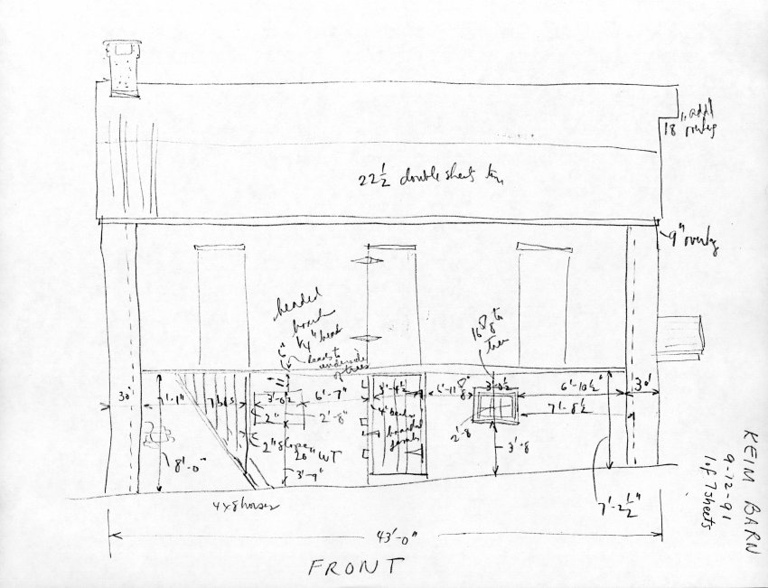 Keim Barn, unfiled HABS field notes drawings, page #1 (1991)