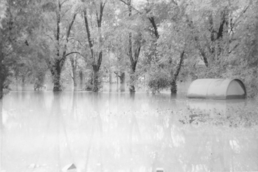 Moraltton village, 1972 flood N of Mouns Jones House