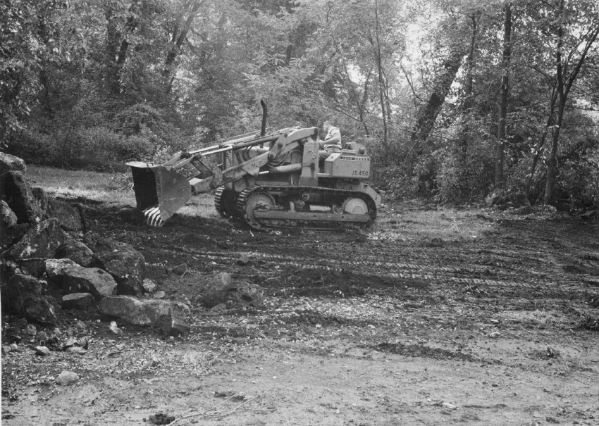 Morlatton Village, removing access ramp to bridge (1970)