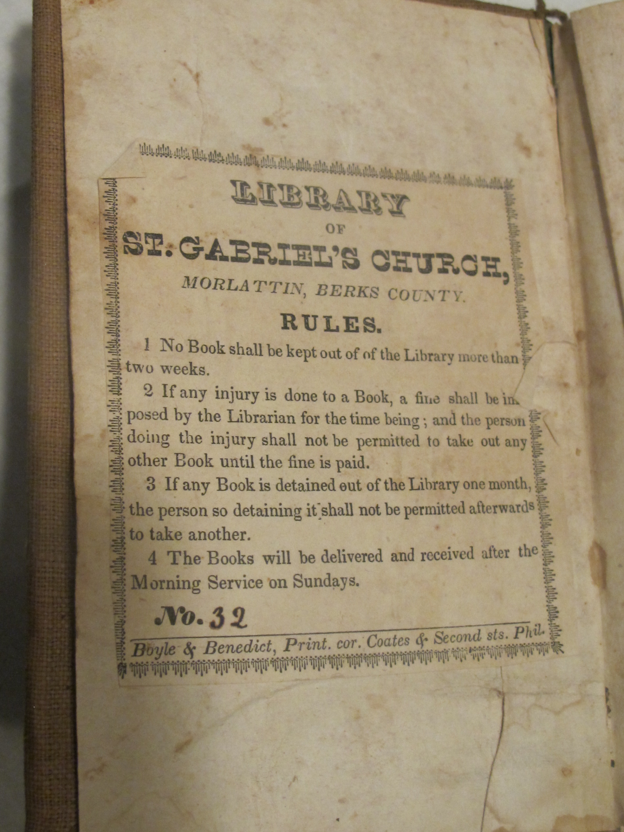 2599: printed ownership bookplate, opposite the title page of image #2598,