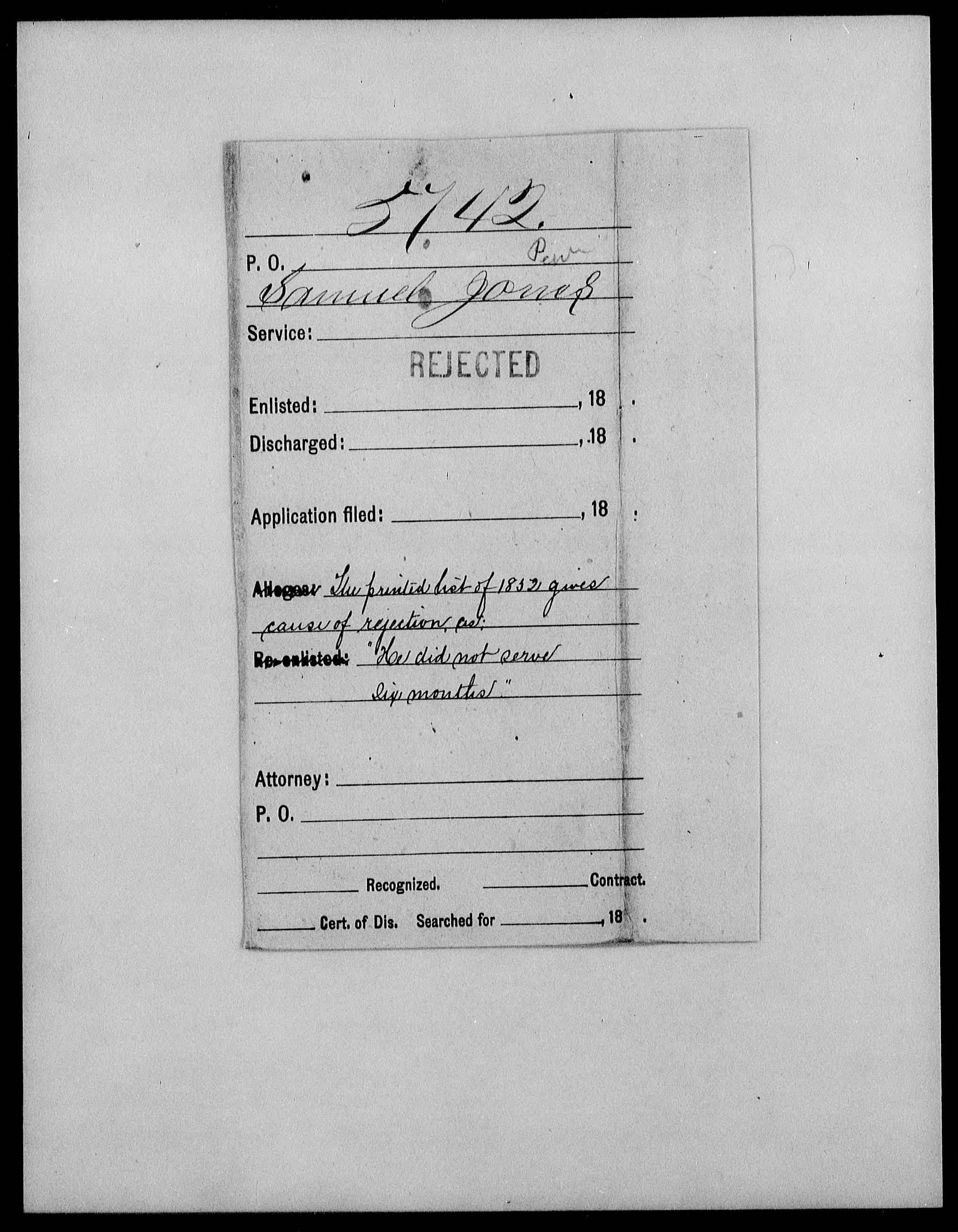 Image#10: Document of "Official" Rejection for Military Pension, case #5742