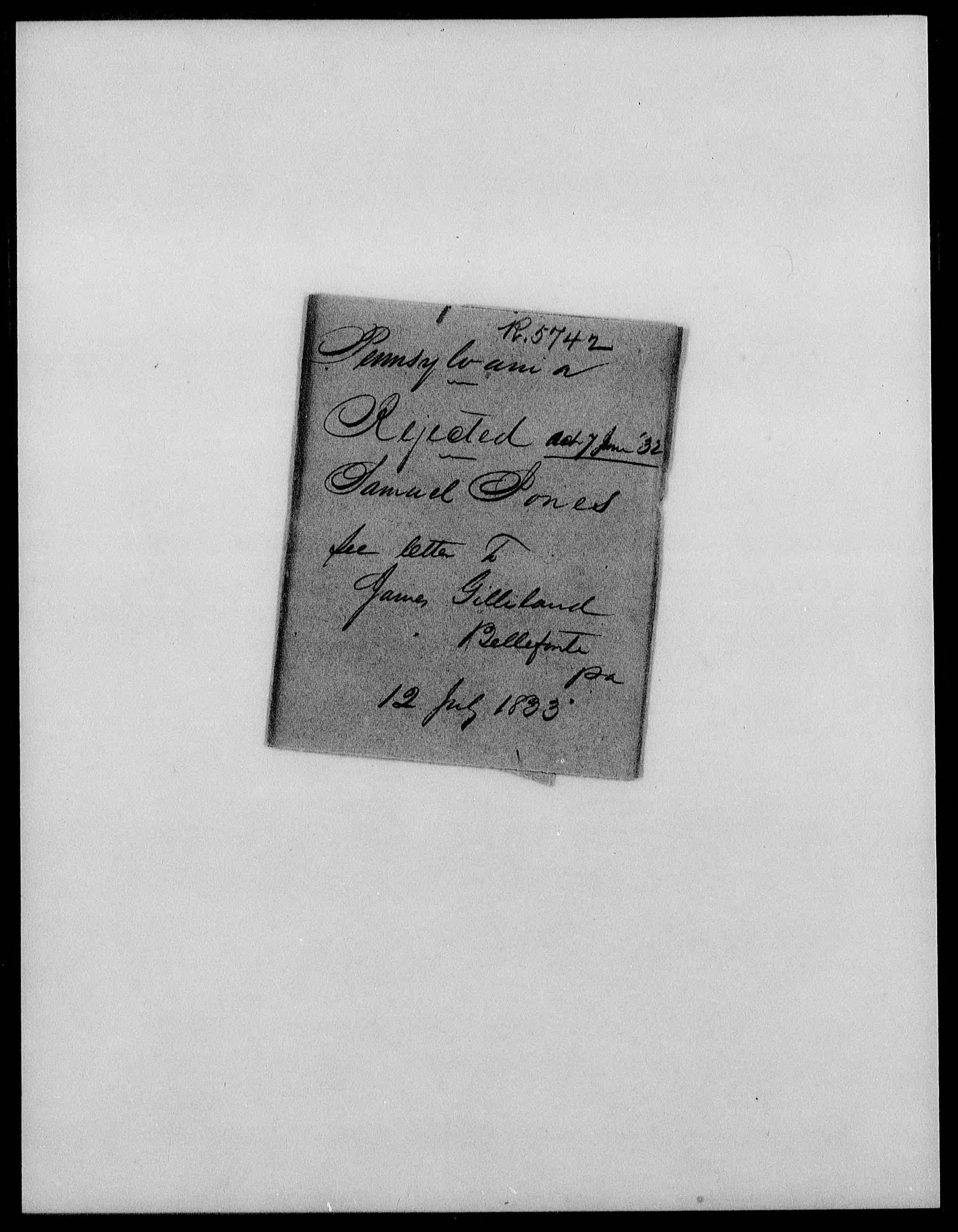 Image#11: Document of "Unofficial" Rejection for Military Pension