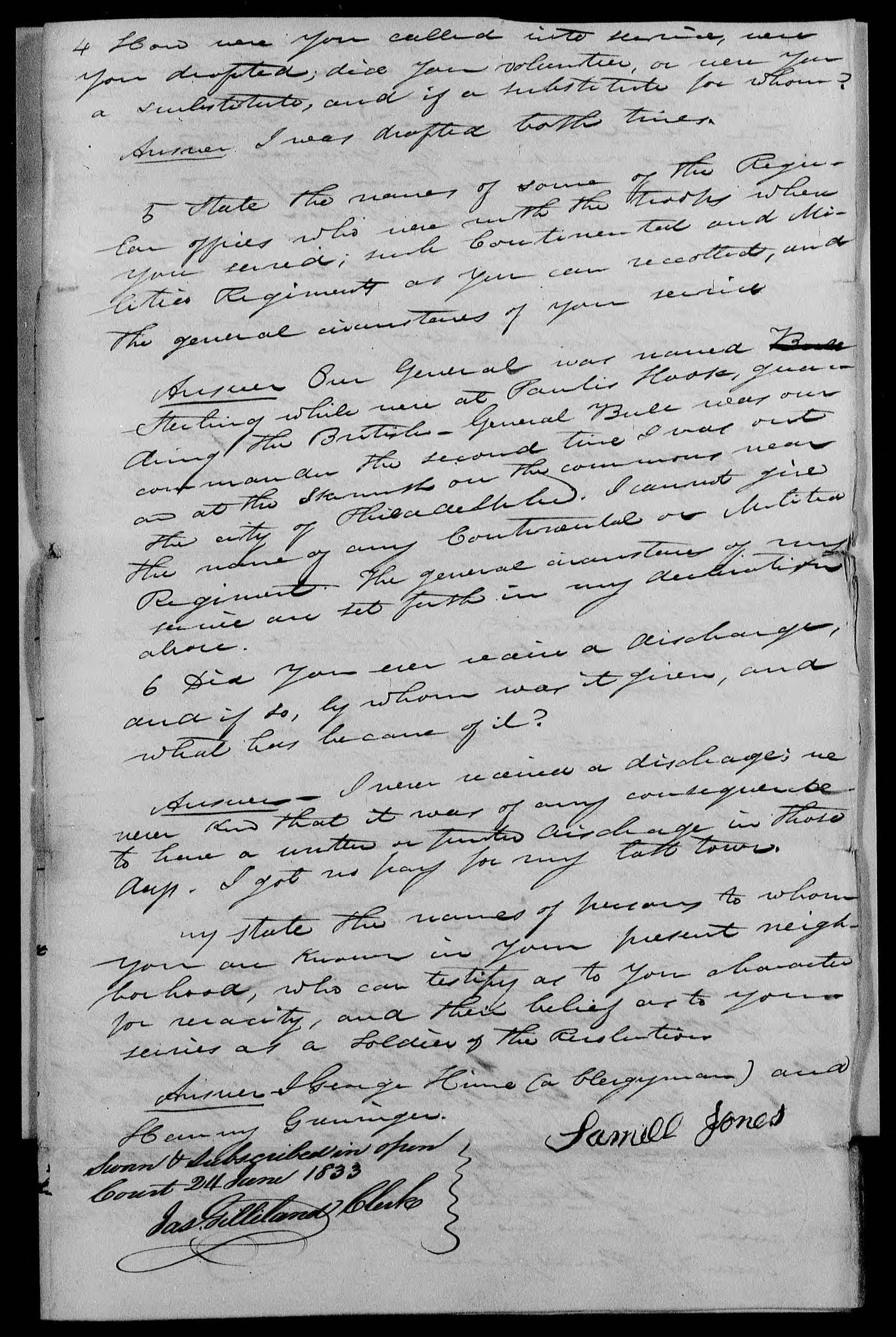 Image#4: manuscript documents in support offor S. Jones's Military Pension