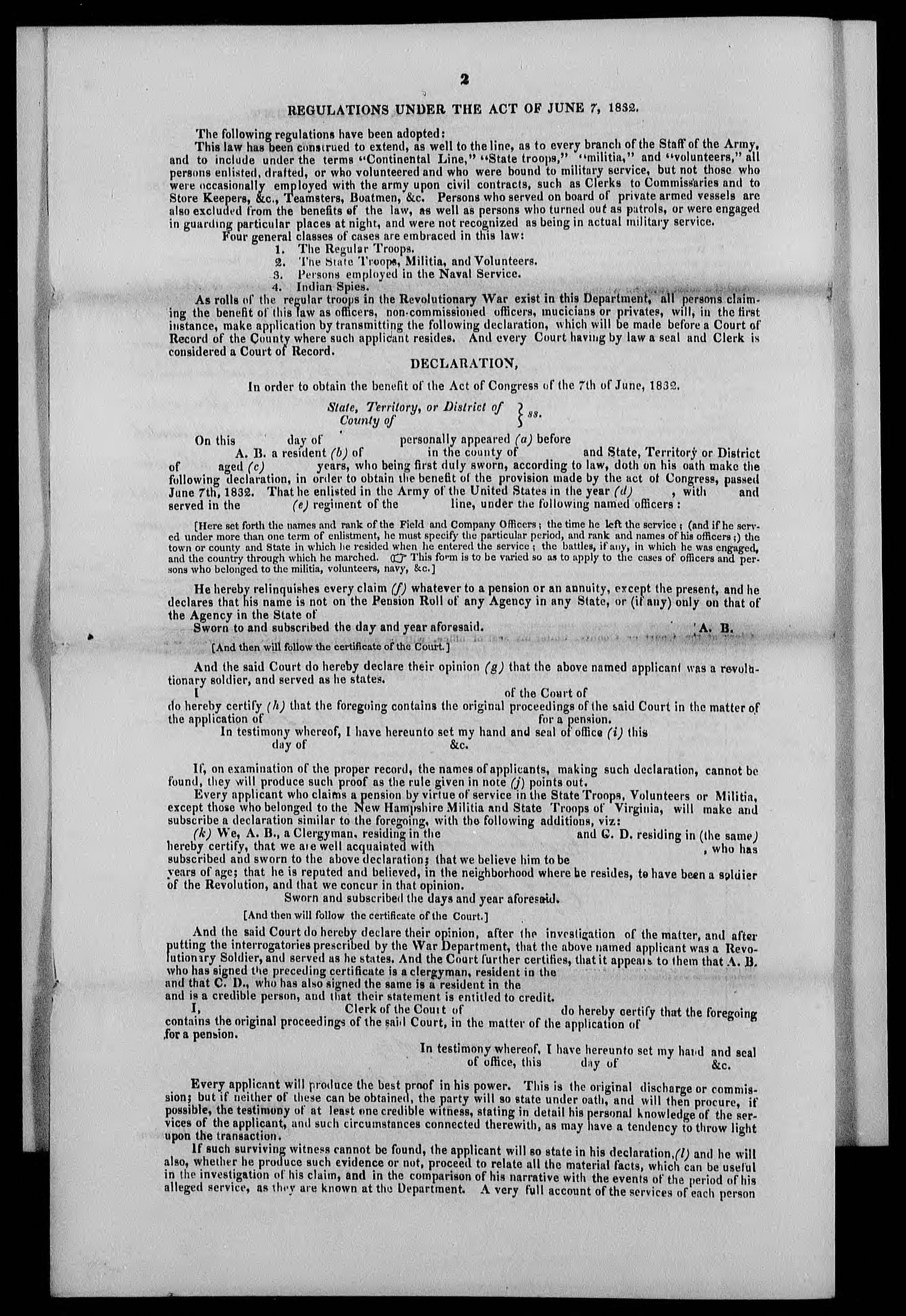 Image#8: Regulation Under the Act of June 7 1832, p.1 of 2