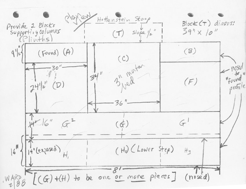 Hottenstein House, plan drawing, stoop restoration (1988)