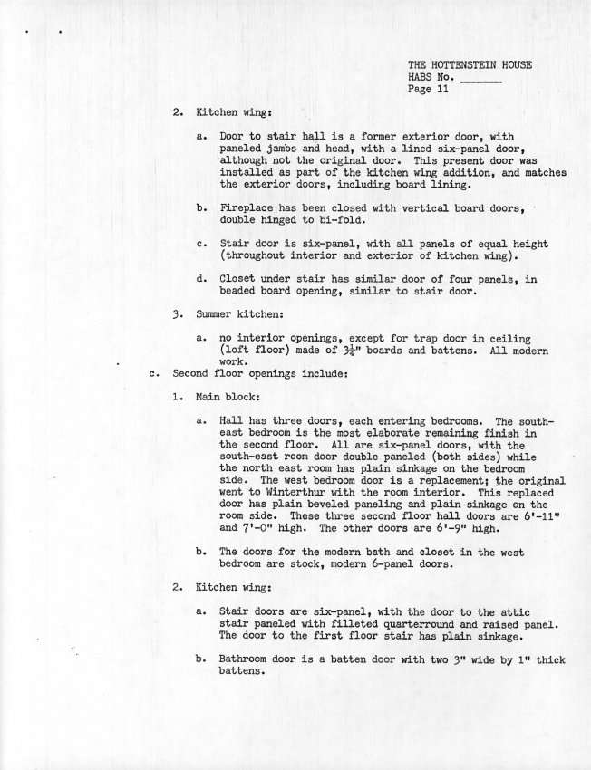 Hottenstein House, unfiled HABS documents, page #11 (1985)