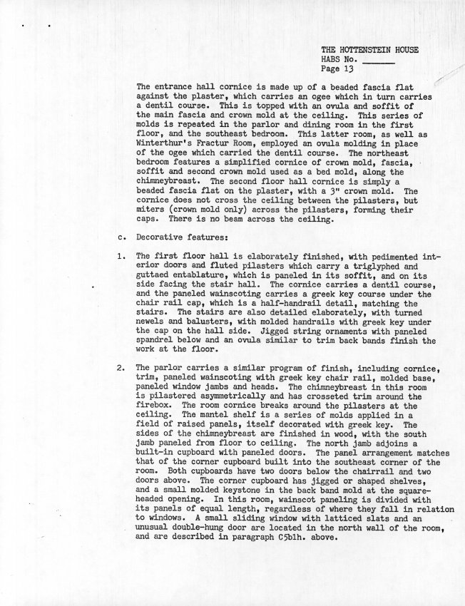 Hottenstein House, unfiled HABS documents, page #13 (1985)