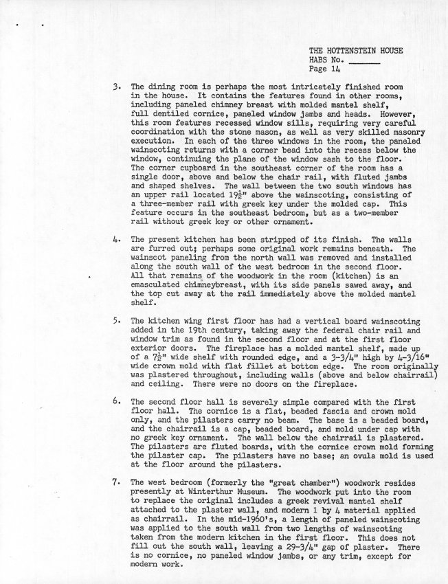 Hottenstein House, unfiled HABS documents, page #1 4(1985)