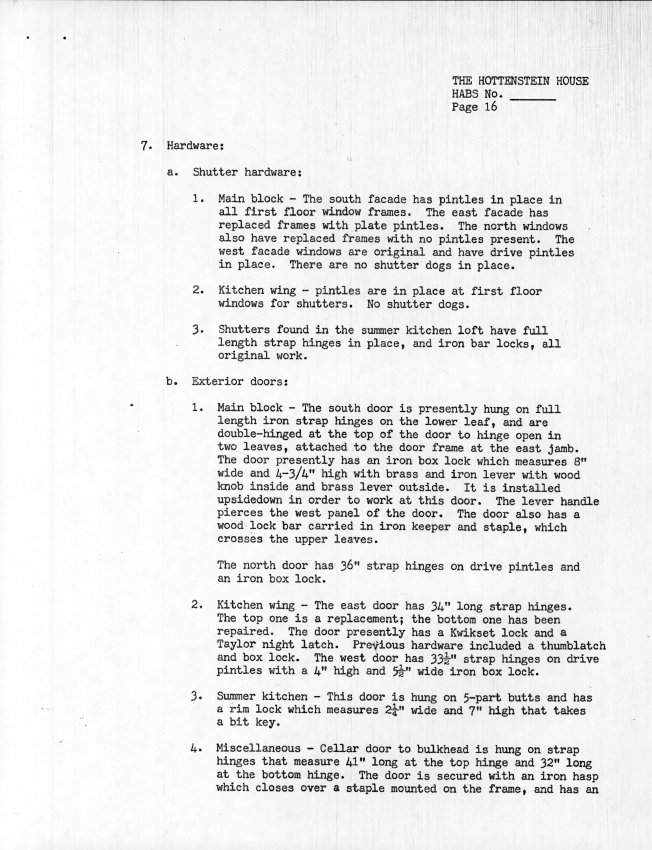 Hottenstein House, unfiled HABS documents, page #16 (1985)