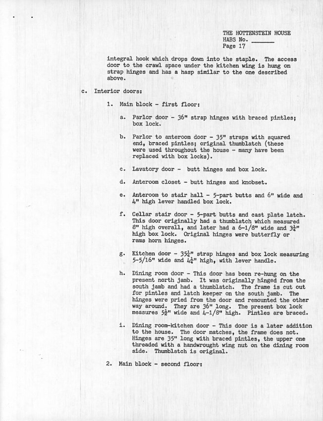 Hottenstein House, unfiled HABS documents, page #17 (1985)