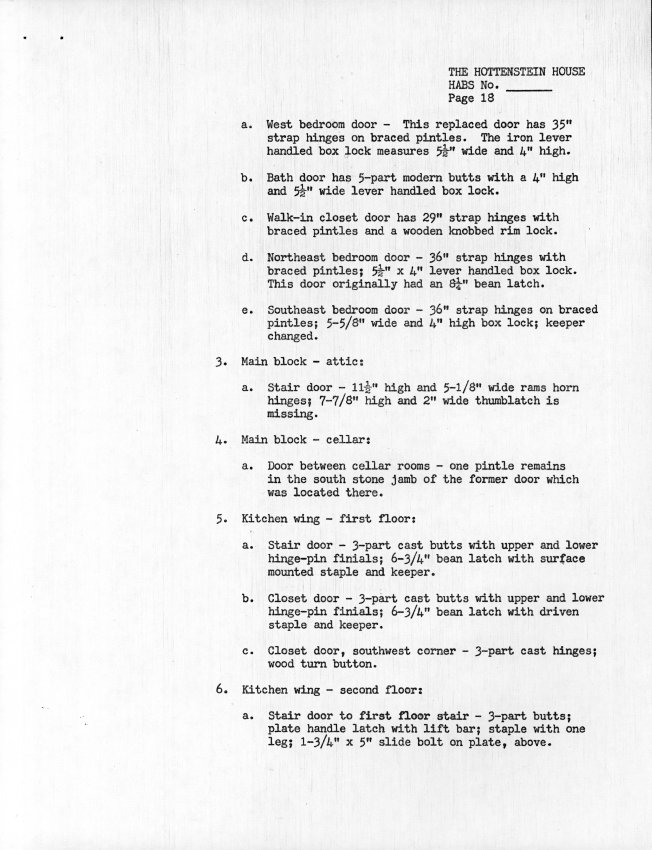 Hottenstein House, unfiled HABS documents, page #18 (1985)