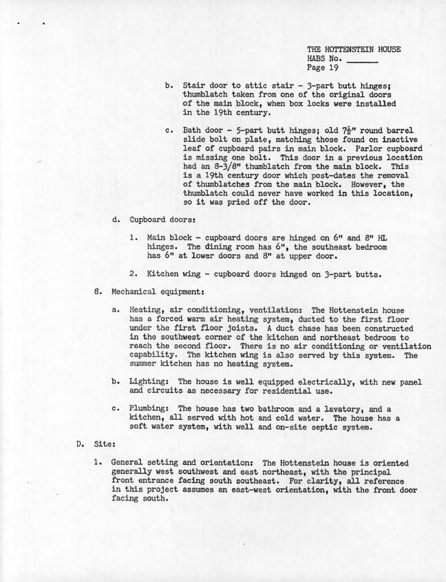 Hottenstein House, unfiled HABS documents, page #19 (1985)