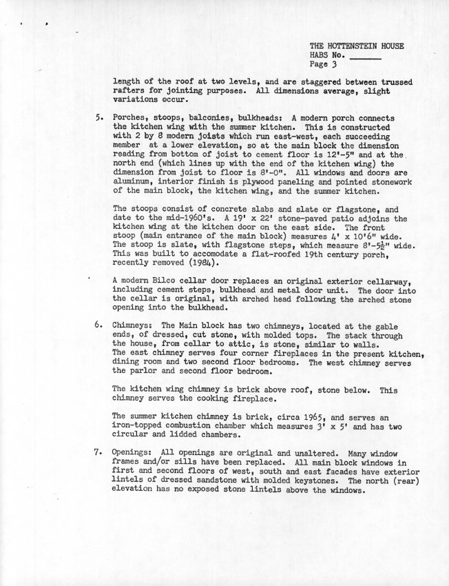 Hottenstein House, unfiled HABS documents, page #3 (1985)