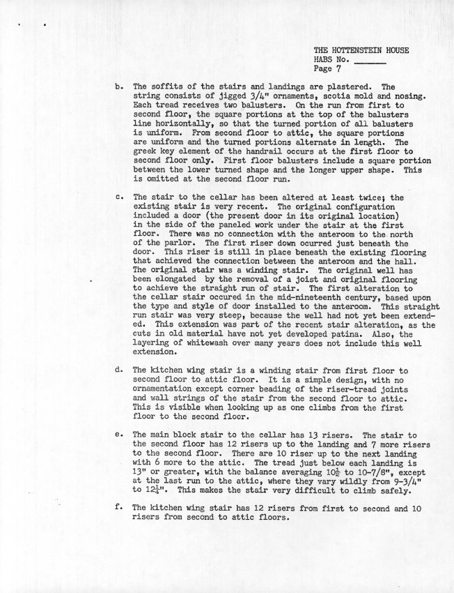 Hottenstein House, unfiled HABS documents, page #7 (1985)